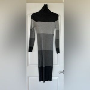 Gray Striped Maxi Sweater Dress